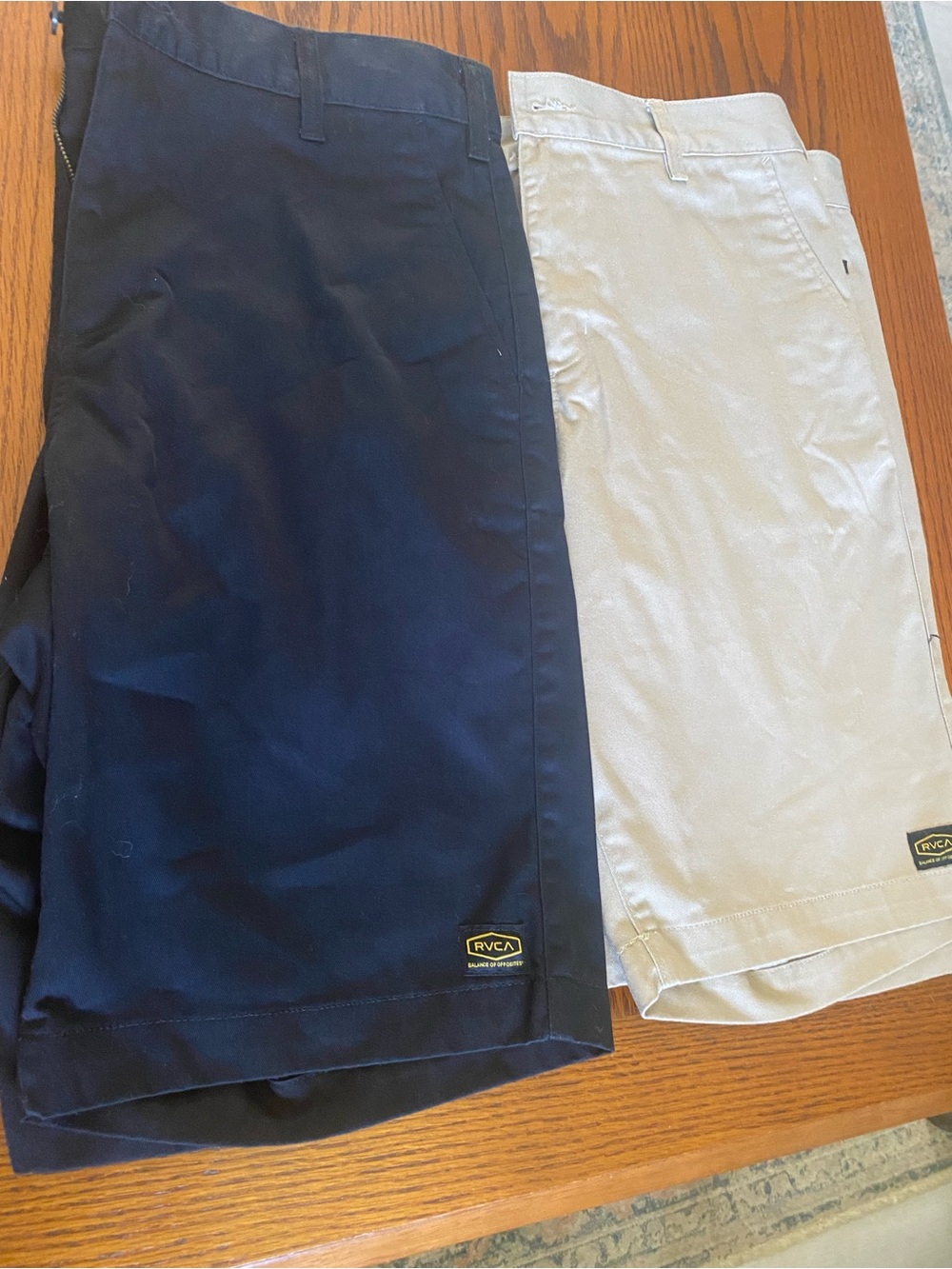 RVCA Men’s Casual Shorts 2 pairs— Black and Light Khaki